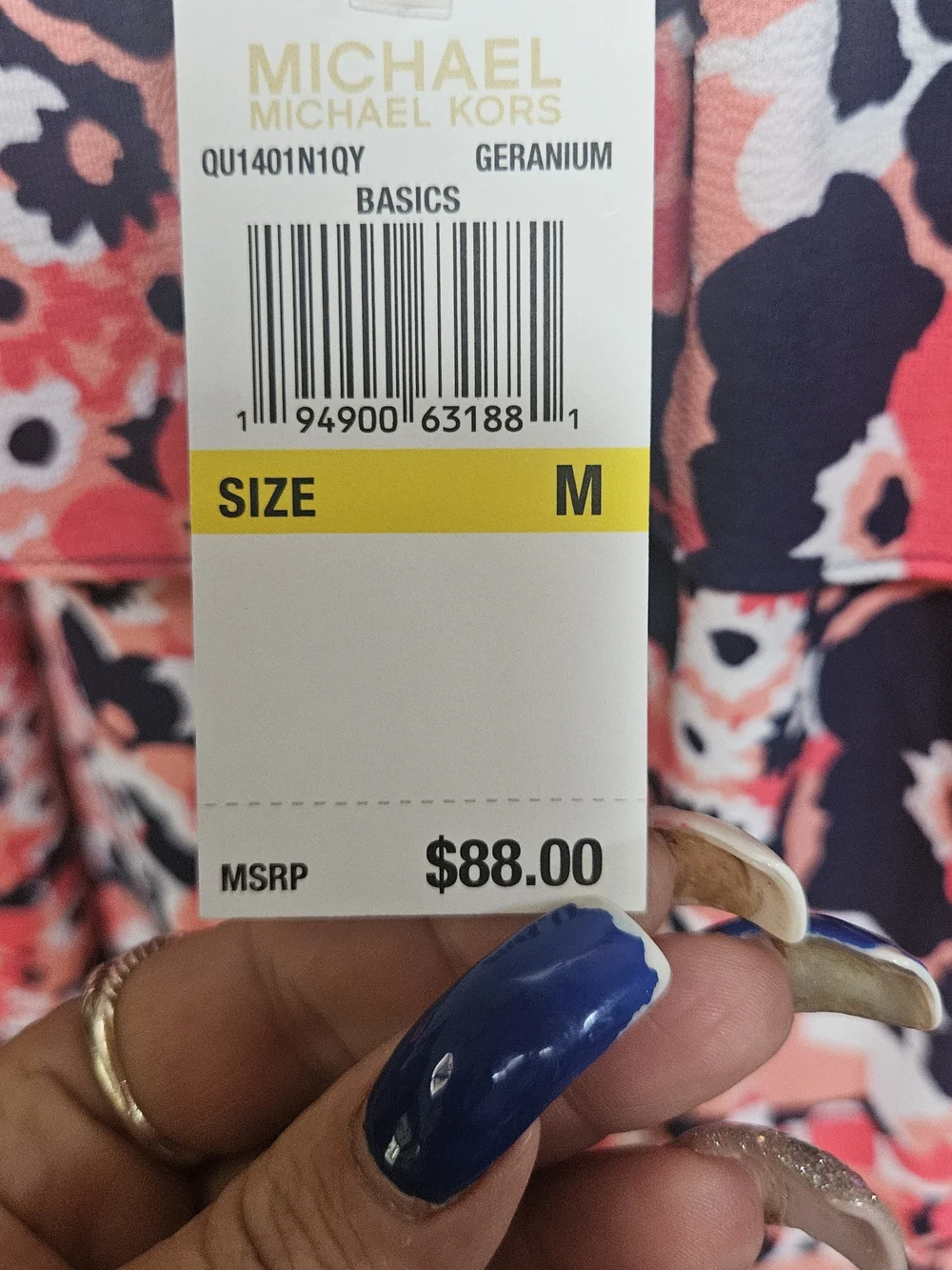 Michael Kors Coral & Navy Floral Off-Shoulder Blouse